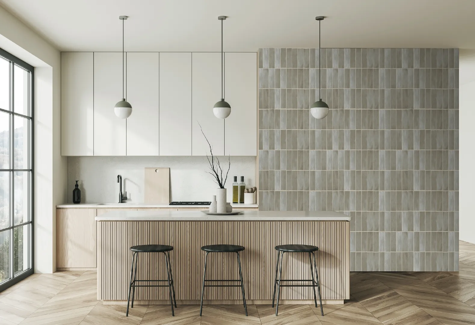 Feature Walls - Parati piastrelle sfumate ripetibili dimensione H2.80m x L1.59m