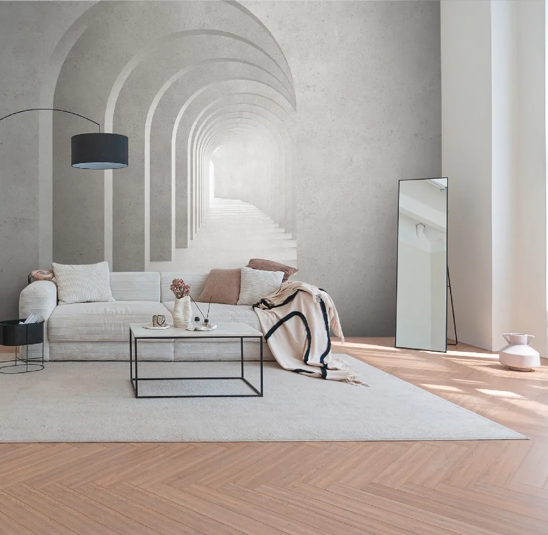 Unico - Parato tridimensionale architettonico con profondità. Dim. L3.71m x H2.80m. Non ripetibile