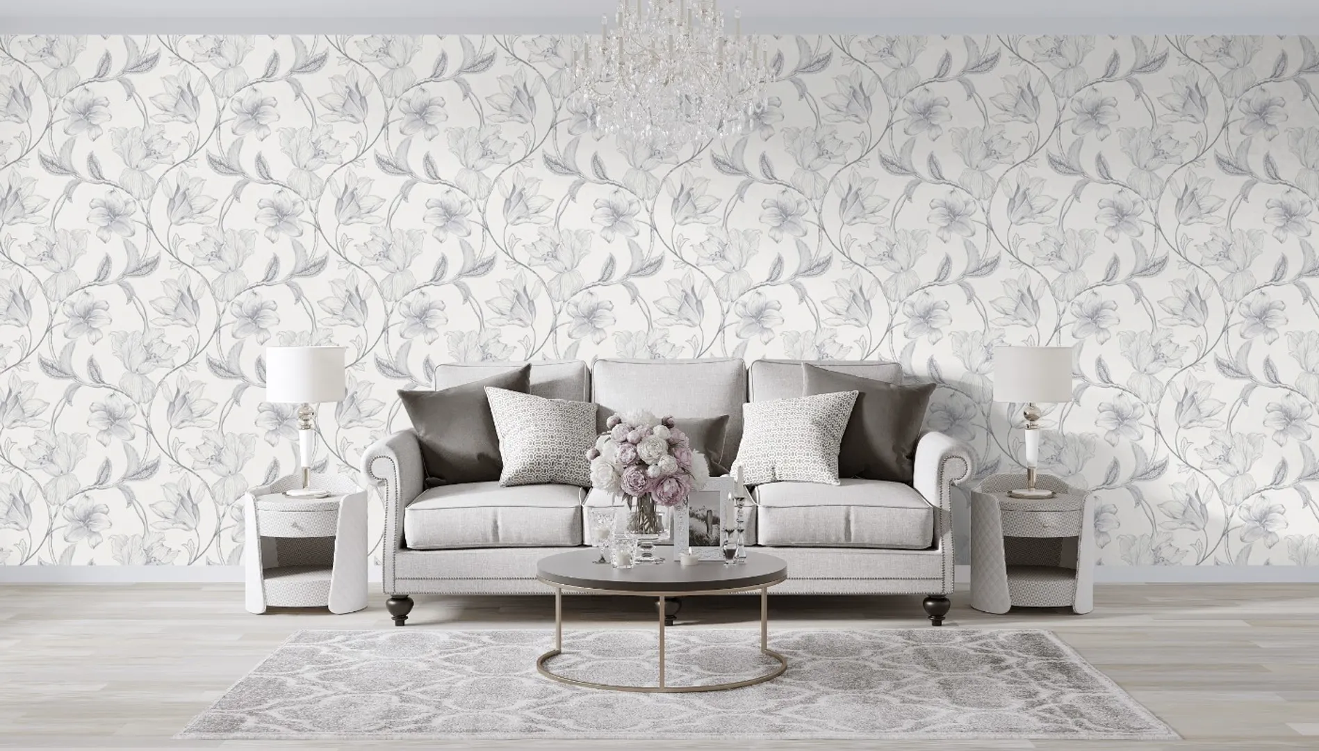 Outlet Soluzioni H53 - Parati in stock floreale in rilievo con riflessi di luce. PZ 4