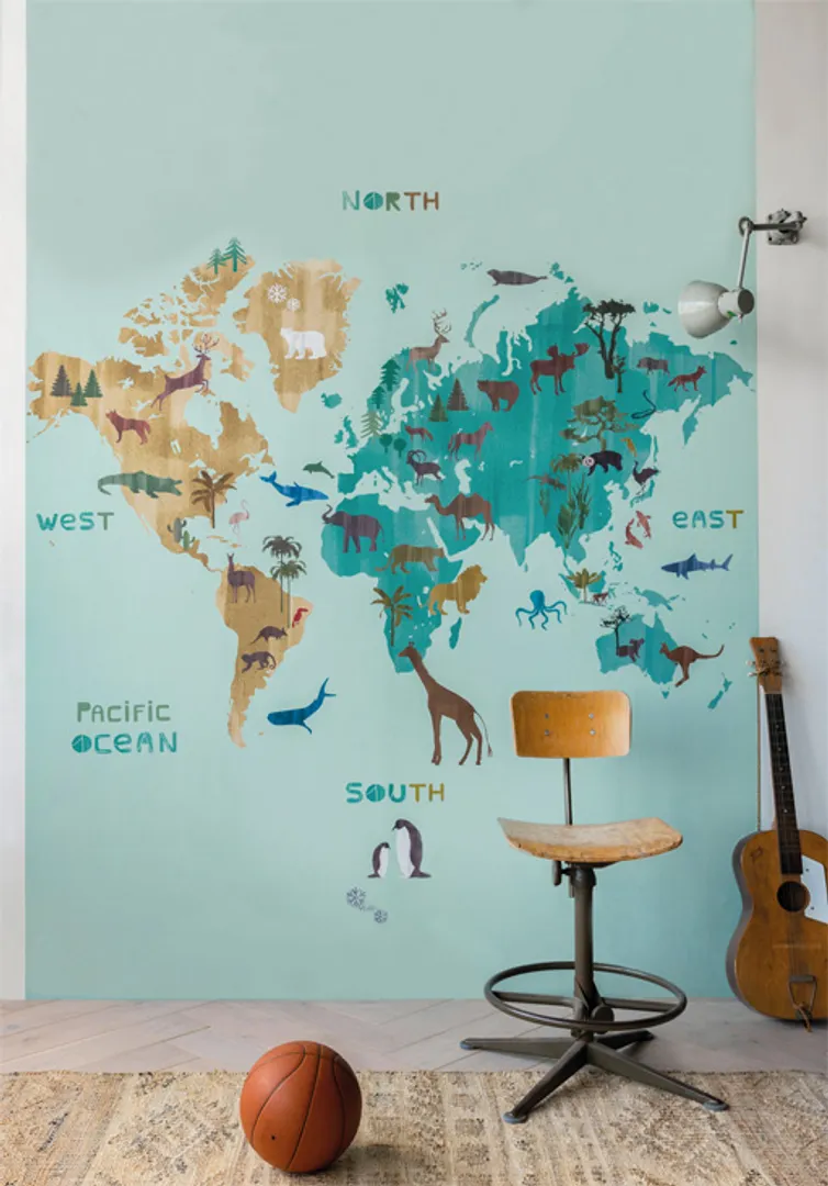 Fiaba - Carta parati cartina geografica per camera bambini. Dim. L2m x H2.80m