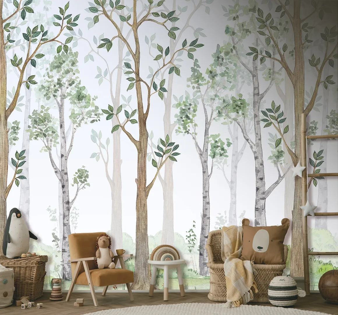 Cute Walls - Parato con alberelli per camerette. Ripetibile dim. H2.80m x L2.65m
