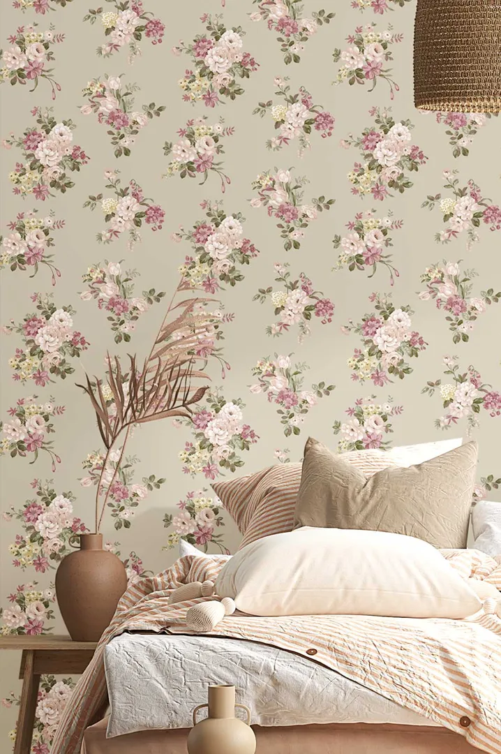 Fiori Country - Carta da parati floreale shabby in vari colori