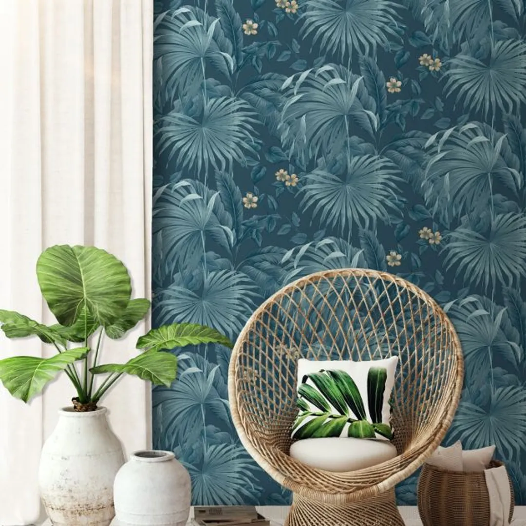 Sejours e Chambres - Parato tropicale in 2 colorazioni trama effetto tessuto