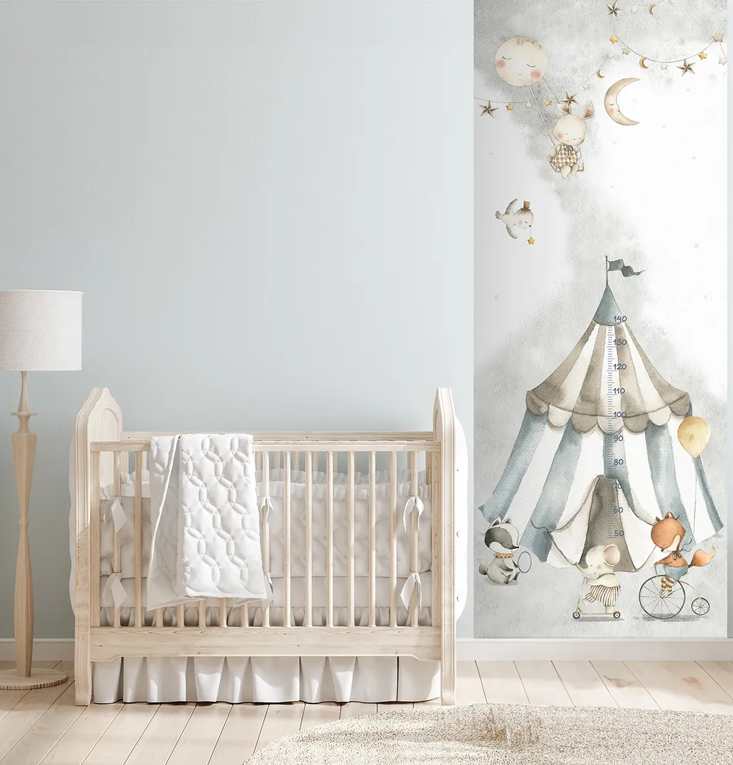 Cute Walls - Parato circo per bambini con metro misura altezza. Dim. H2.80m x L1.06m