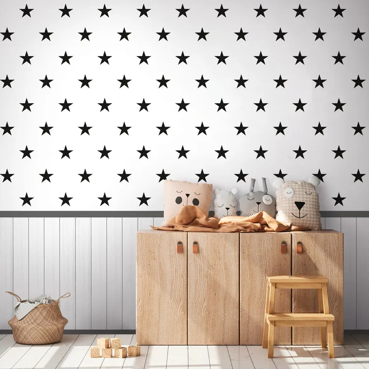 Unico - Parato stelle con boiserie per camerette. Ripetibile dim. 1.59m x H2.80m
