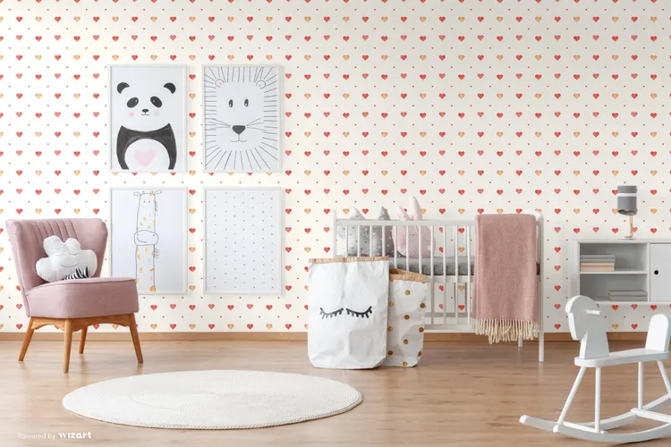 Ada Walls - Carta da parati per cameretta con brillantini e cuori in 2 colorazioni. Rotoli grandi il doppio