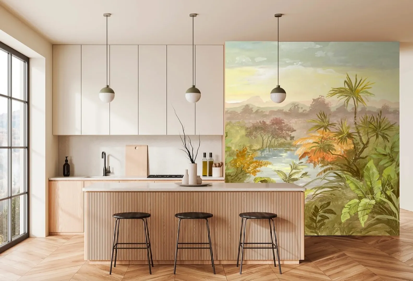 Feature Walls - Parato tropicale ripetibile paesaggio. Dim. H2.80m x L2.12m