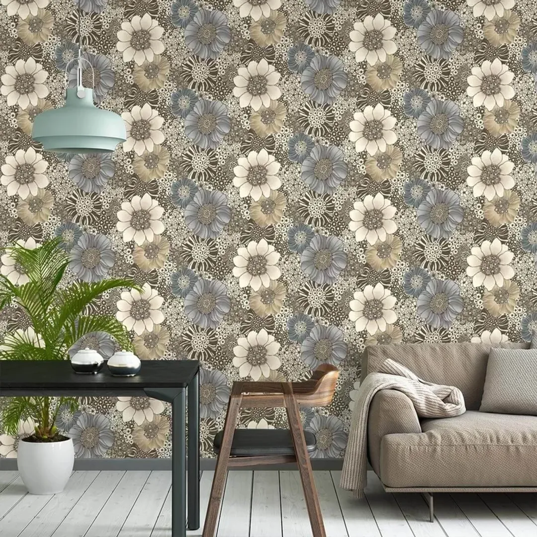 Missoni 01 - Carta da parato floreale in vari colori a rilievo