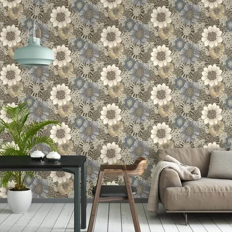 Missoni 01 - Carta da parato floreale in vari colori a rilievo