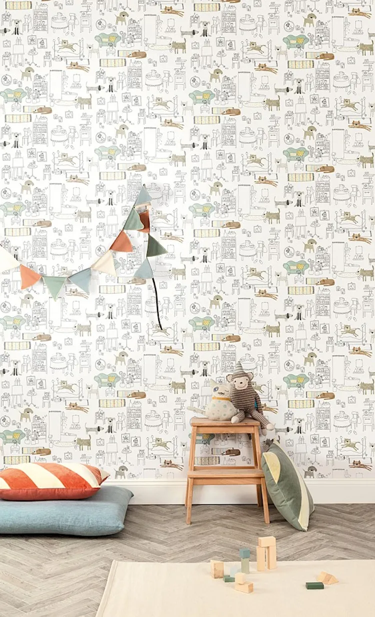 Be Happy - Parato stampa casa con cagnolino per camerette moderne