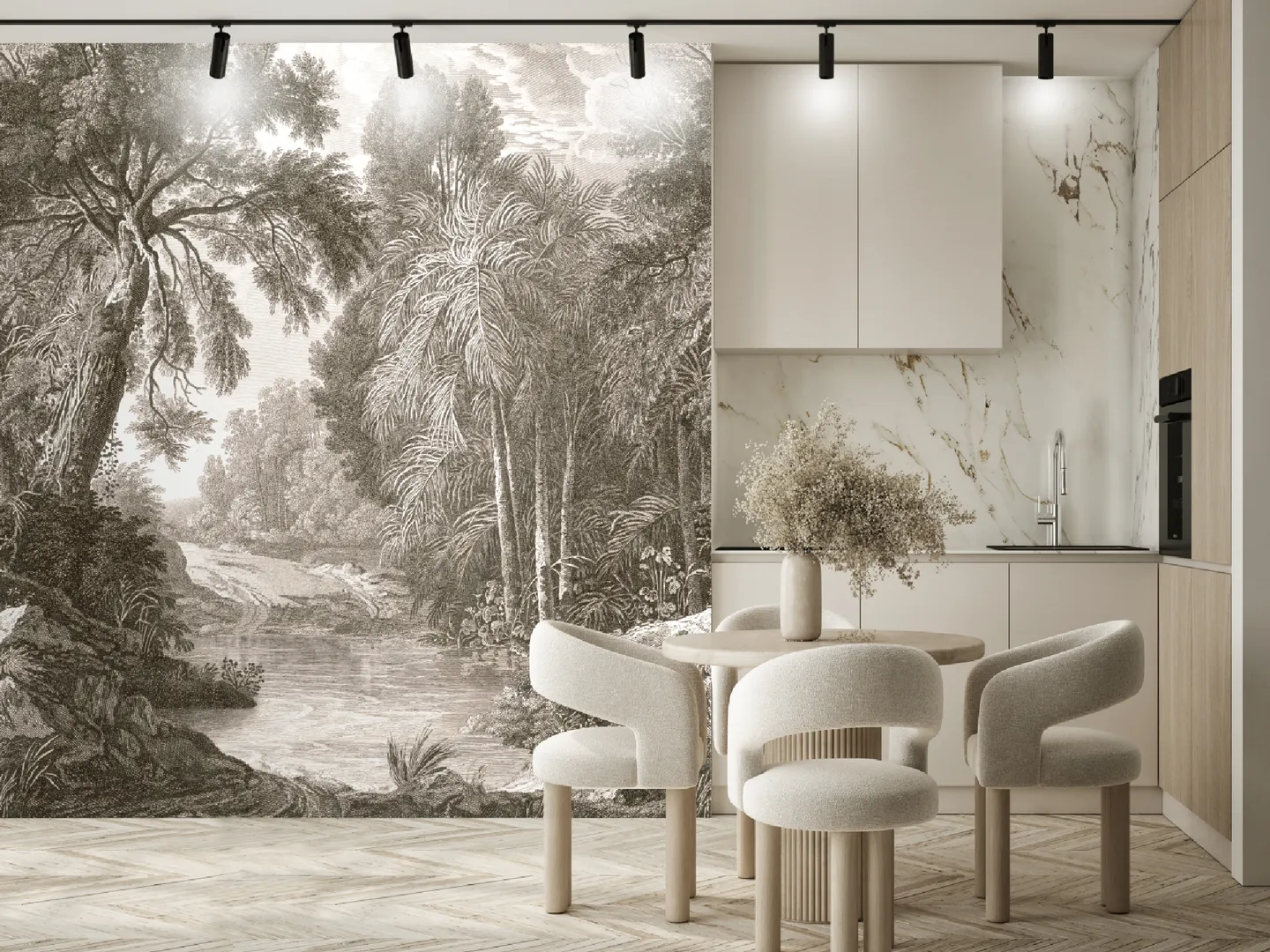 Feature Walls - Parato scenario palude ripetibile. Dim. H2.80m x L2.12m. Due colori