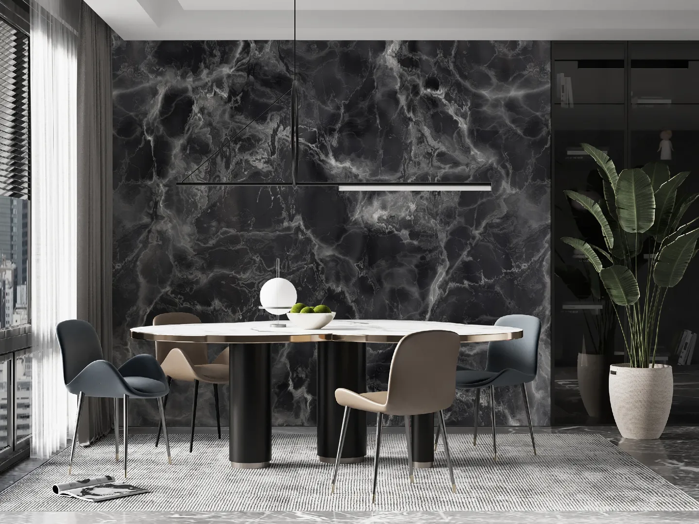 Feature Walls - Parato in vinile effetto marmo ripetibile. Dim. H2.80m x L2.65m