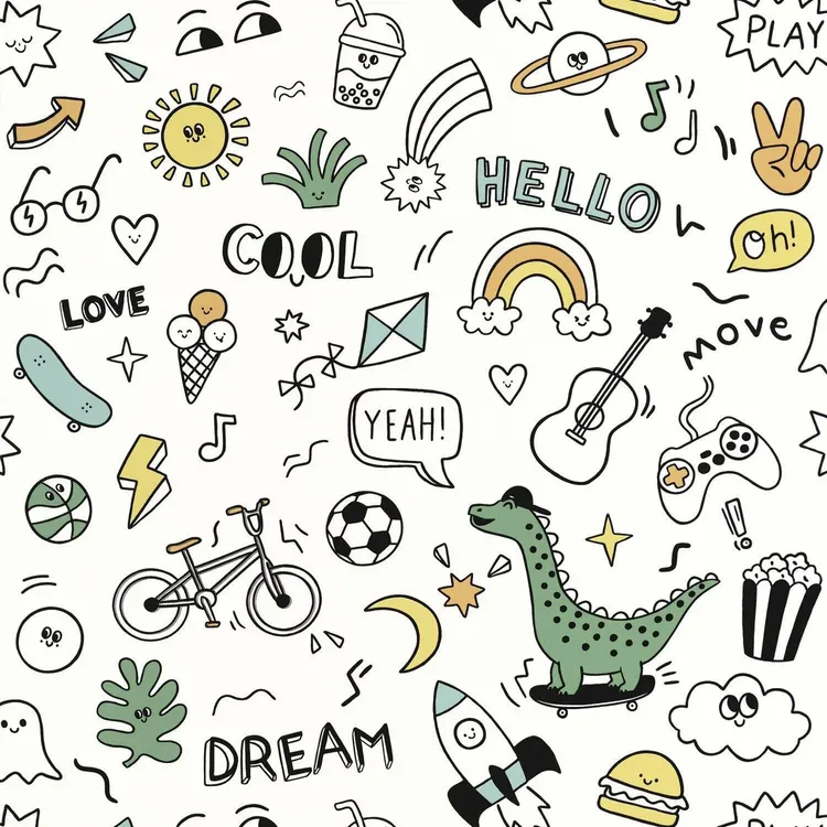 Les minis mondes - Parati disegni vari per camerette ragazzi. Stampa Caselio