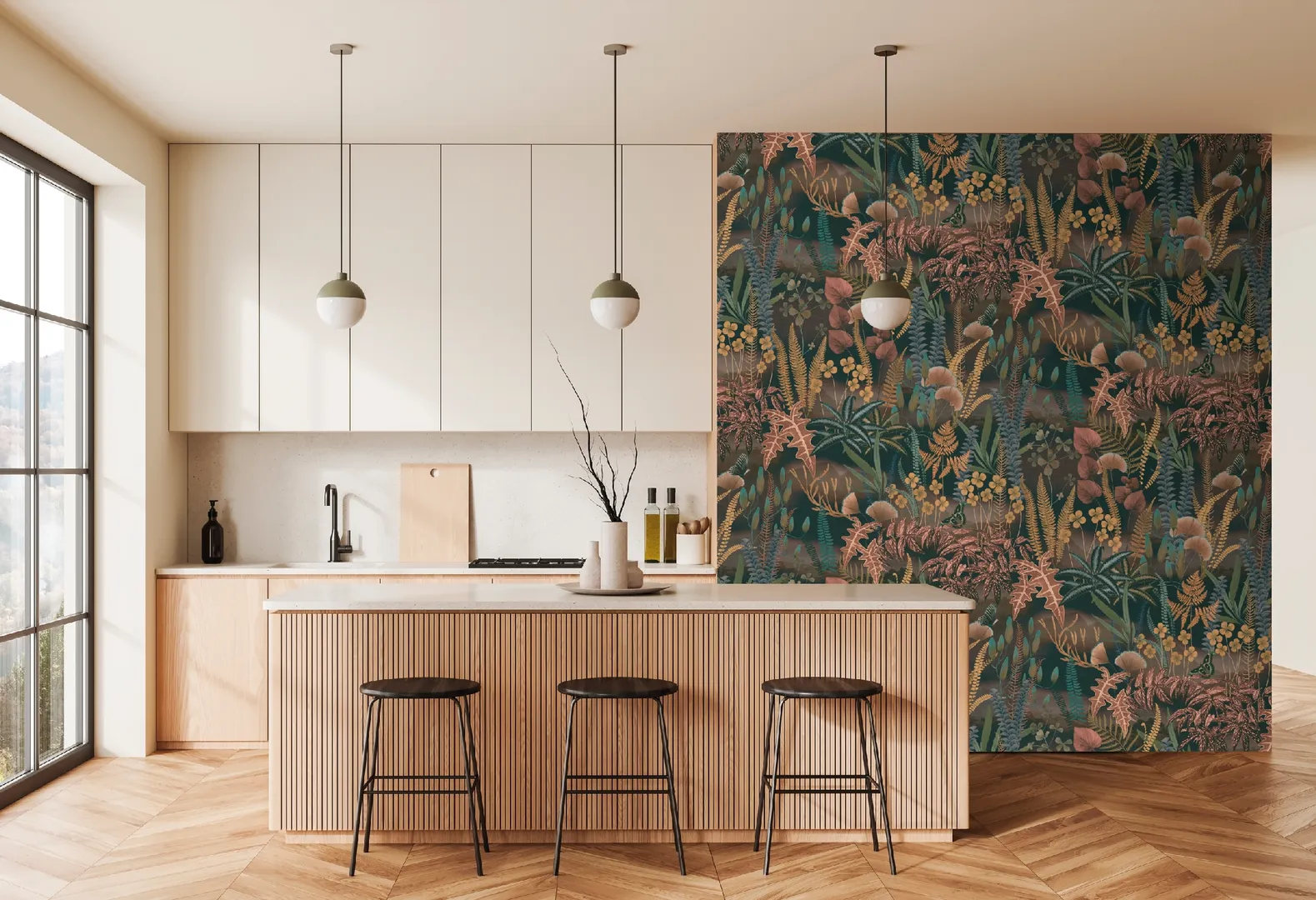 Feature Walls - Carta parati ripetibile tropicale moderna. Dim. H2.80m x L2.12m
