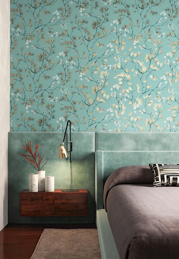 Kimono - Carta da parati in stile giapponese con fiori di pesco vari colori