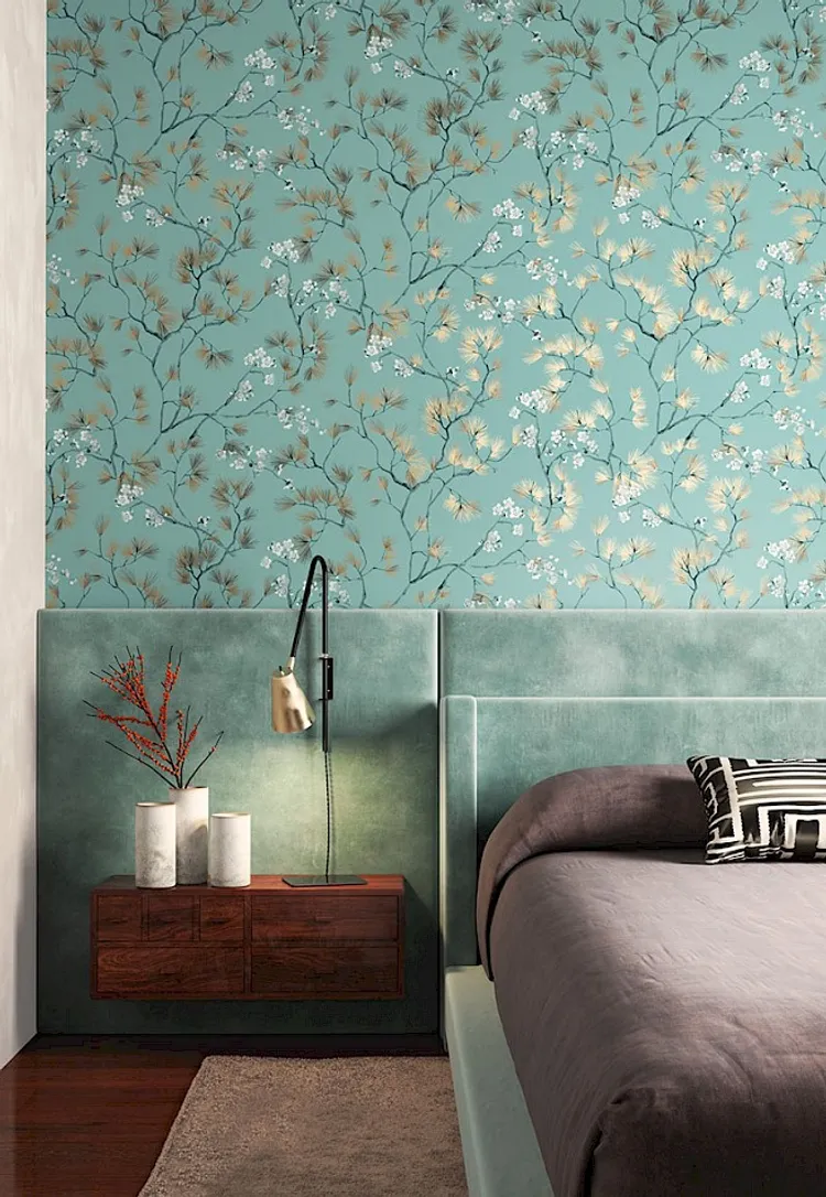 Kimono - Carta da parati in stile giapponese con fiori di pesco vari colori