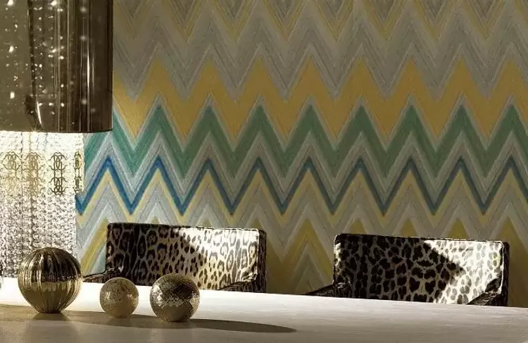 Missoni 01 - Carta da parato dim. 660m x 1.04m brillantinato zig zag