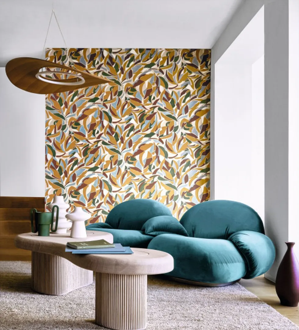 L'Atelier - Parato astratto in varie colorazioni su trama effetto tessuto in rilievo