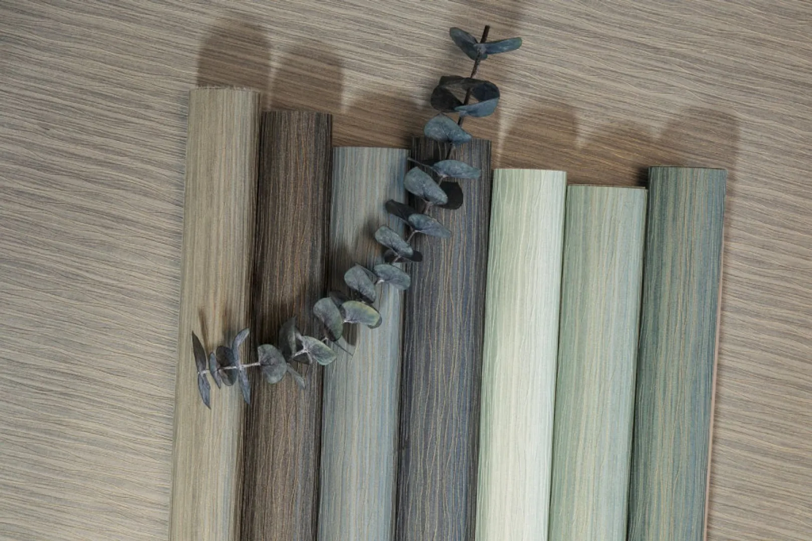 Fiber - Parato fibrato effetto legno naturale in rilievo vari colori.