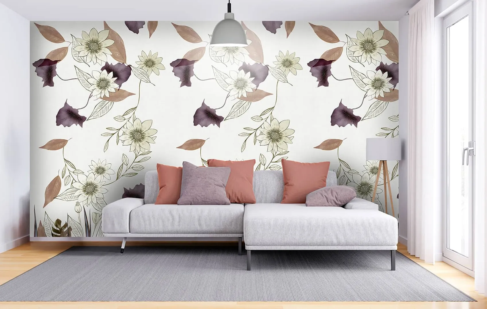 Wonderwall vol1 -  Pannello in carta da parato floreale, dimensioni L188cm x H300cm ripetibile. Vari colori