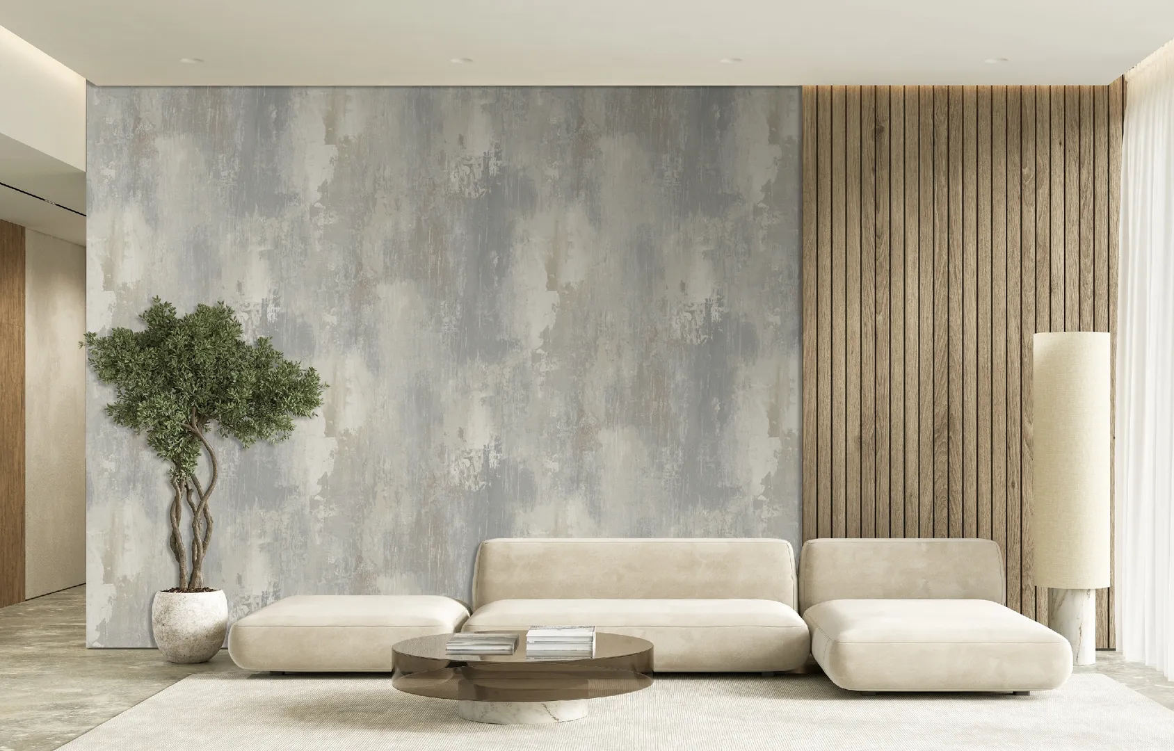 Feature Walls - Carta da parato effetto cemento ripetibile. Dim. H2.80m x L2.12m