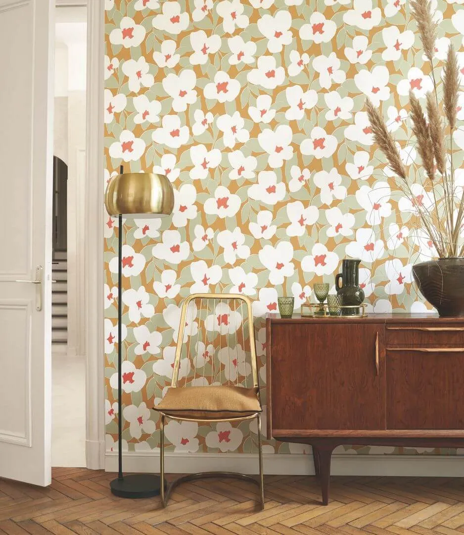 Iconic - Parato fiori moderni grandi colori vari. Adatto a tutti gli ambienti
