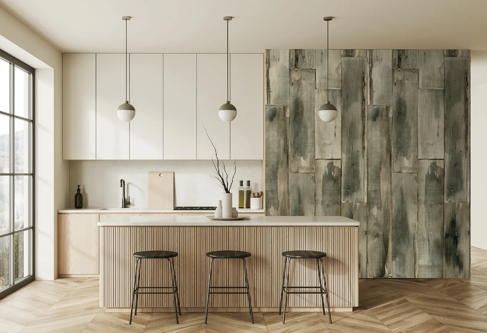 Feature Walls - Carta da parato vinilica effetto legno ripetibile. Dim. H2.80m x L1.06m