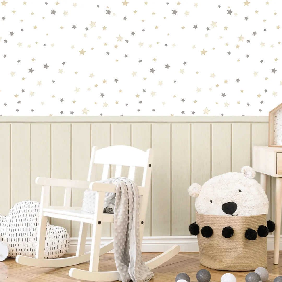 Happy - Carta da parato stelle colori diversi per cameretta bambino