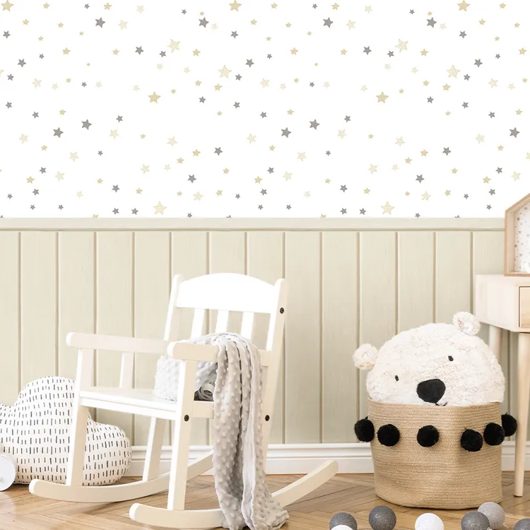 Happy - Carta da parato stelle colori diversi per cameretta bambino