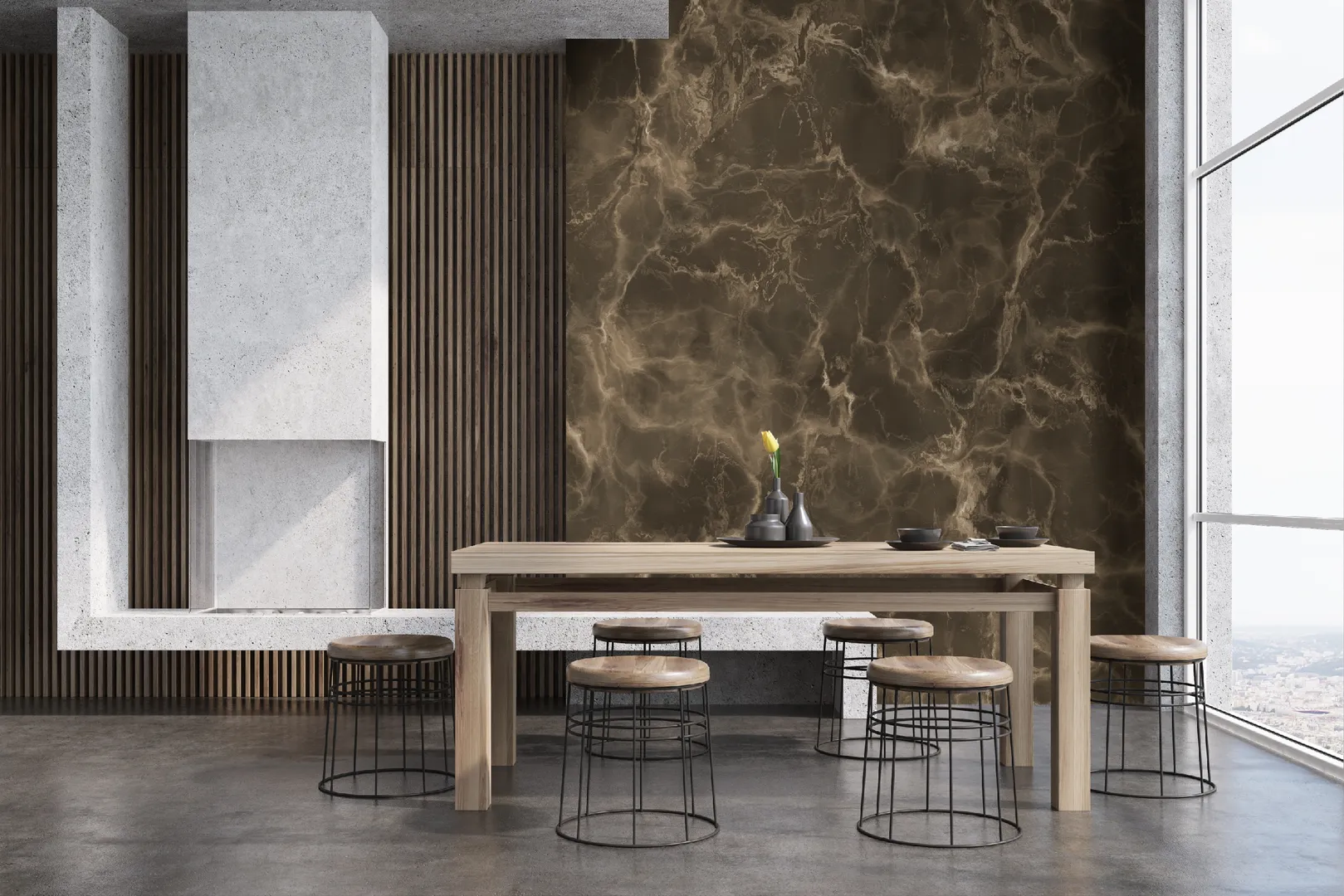 Feature Walls - Carta parati effetto marmo ripetibile. Dim. H2.80m x L2.65m