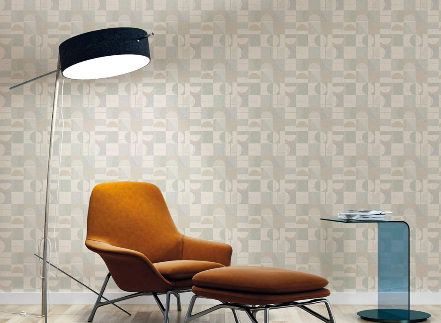Home 3 - Carta da parato geometrica in varie colorazioni su trama in rilievo