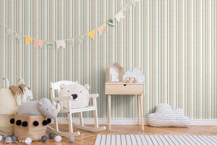 Ada Kids - Rigato camera bambini con stelle e strisce in due referenze di colore. Rotoli grandi il doppio
