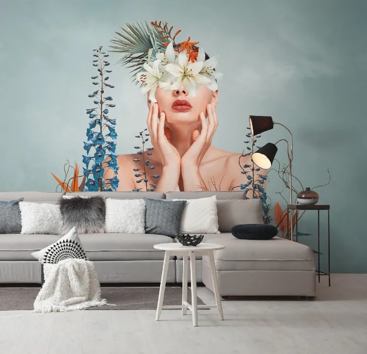 Unico - Parato tridimensionale Beauty Center floreale non ripetibile. Dimensione L3.71m x H2.80m