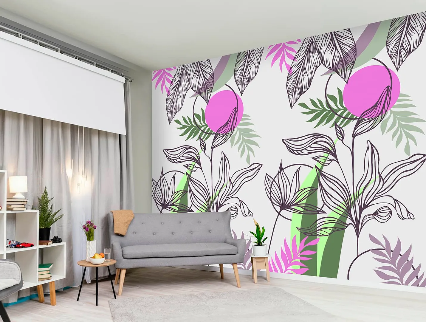 Wonderwall vol1 -  Pannello in carta da parato floreale vari colori, dimensioni L188cm x H300cm ripetibile