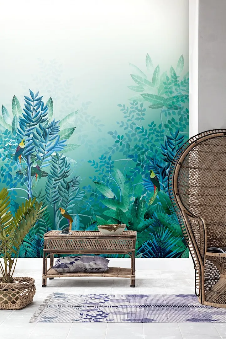 Tribute - Parato tropicale in vari colori con trama effetto tessuto. Dim. H3.00 x L 2.54m