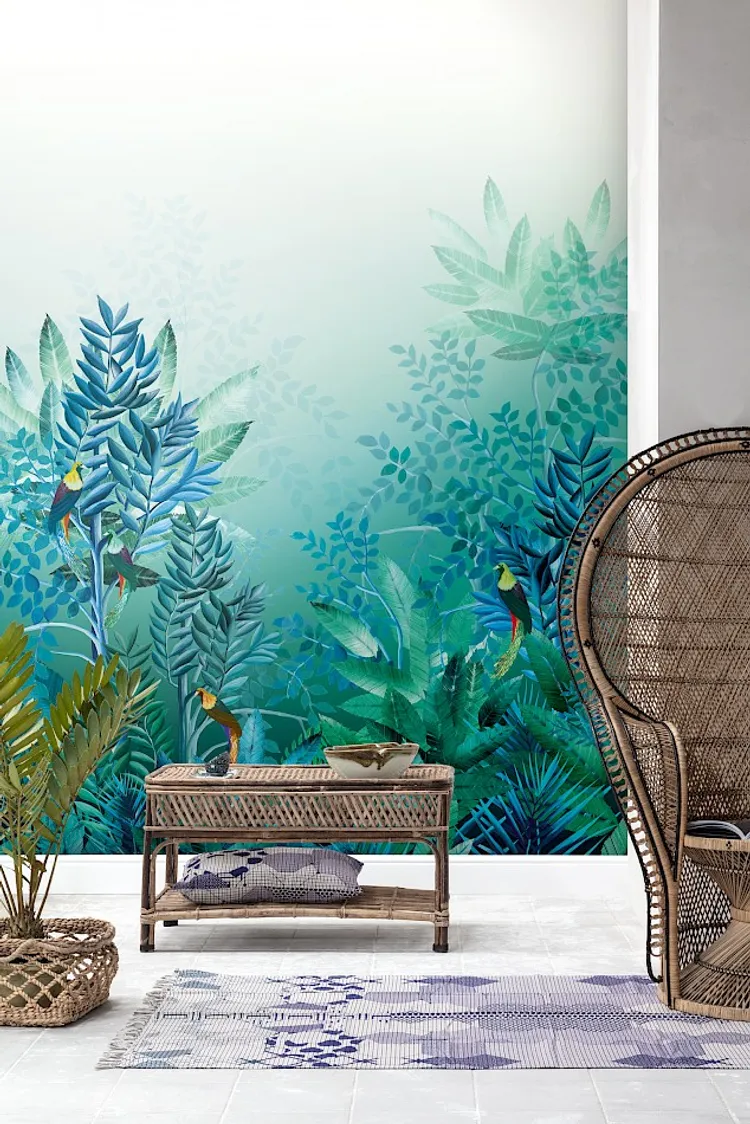 Tribute - Parato tropicale in vari colori con trama effetto tessuto. Dim. H3.00 x L 2.54m