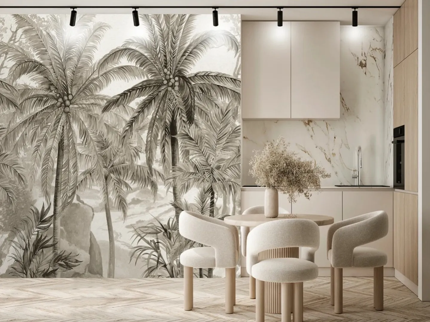 Feature Walls - Parati tropicali alberi di cocco. Disegno ripetibile dim. H2.80m x L2.12m