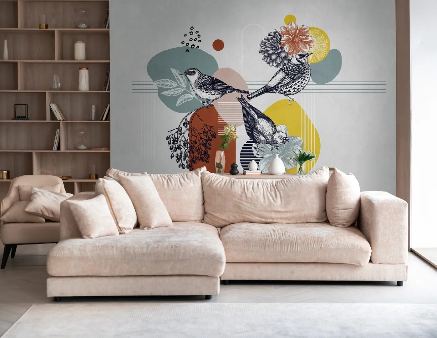 Unico - Parato floreale non ripetibile 3d dimensione L3.71m x H2.80m