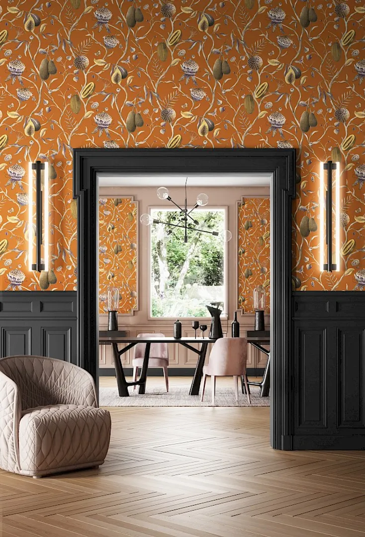 Cabinet - Parato floreale con frutta in varie colorazione. Stile vintage 