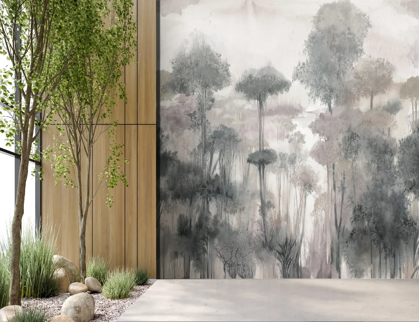 Feature Walls - Pannello in vinile ripetibile natura in vari colori, dim. H2.80m x L2.65m