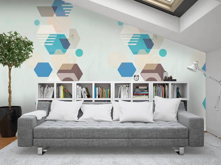 Wonderwall vol1 - Pannello in carta da parato geometrico, due colori, dimensioni L188cm x H300cm ripetibile