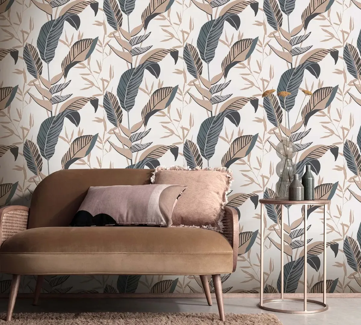 Elle 3 - Parato floreale con foglie grandi in diversi colori. Erismann moderno