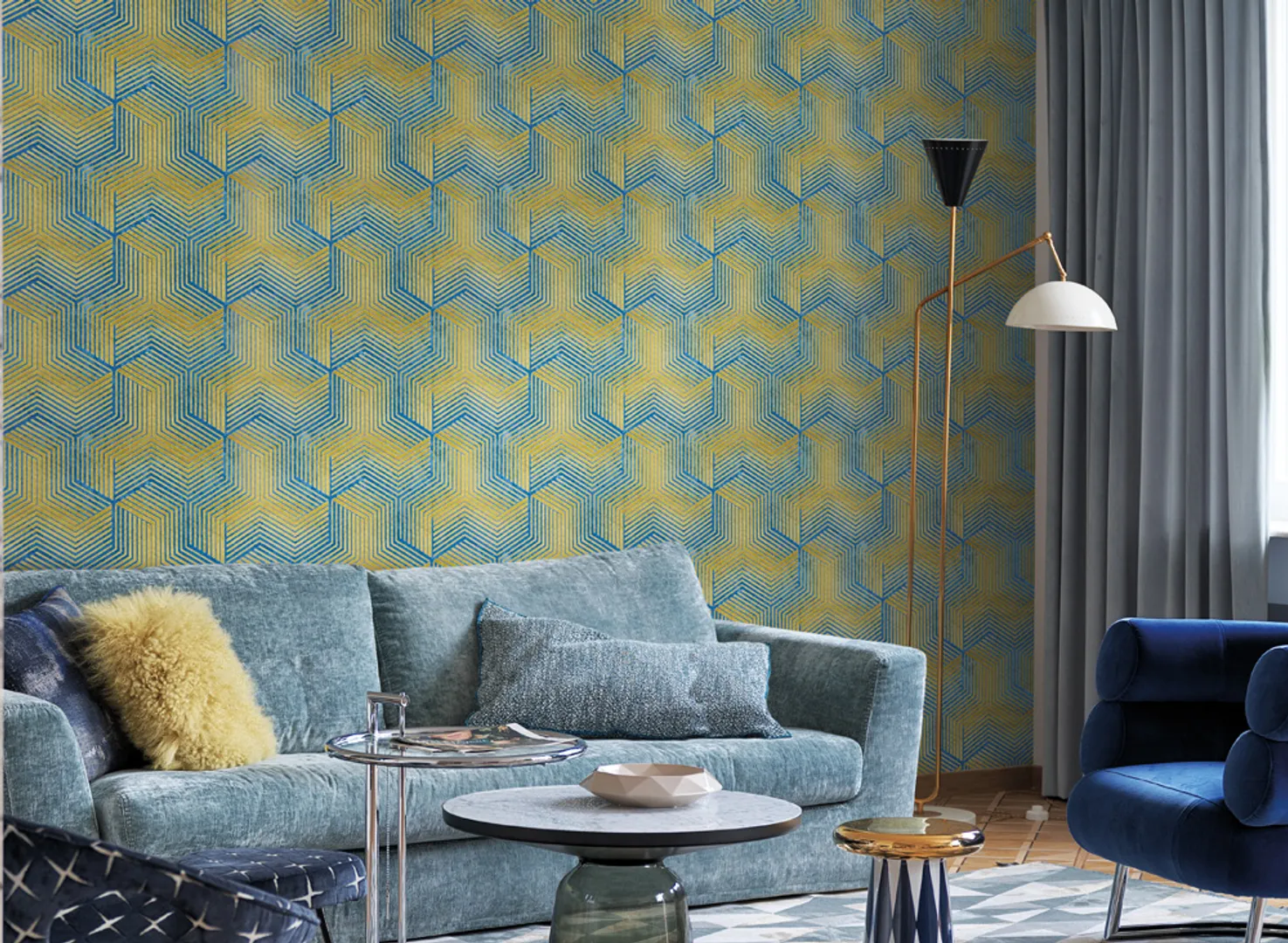 Italian Velour - Parato geometrico in rilievo vellutato. Varie colorazioni Sirpi