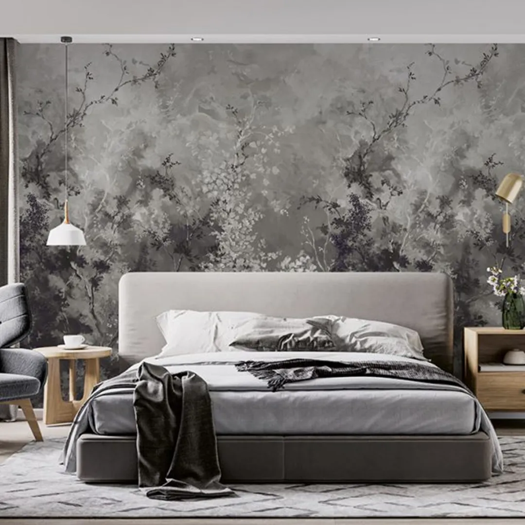 Satin Flowers - Pannello murale per interni disegno floreale. Dimensione 5.10m x 3m
