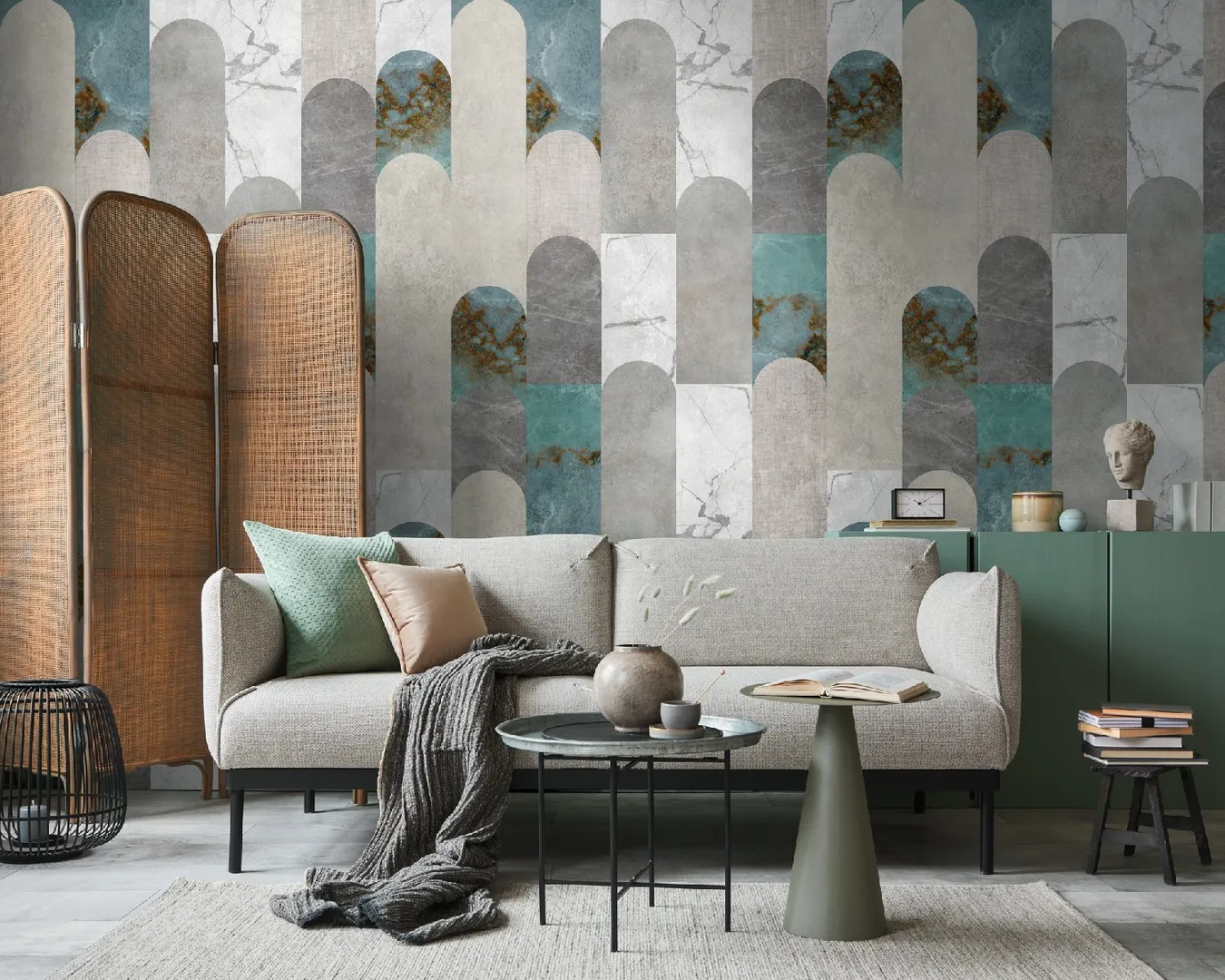 Unico - Parato geometrico tridimensionale effetto marmo. Dimens. L1.59m x H