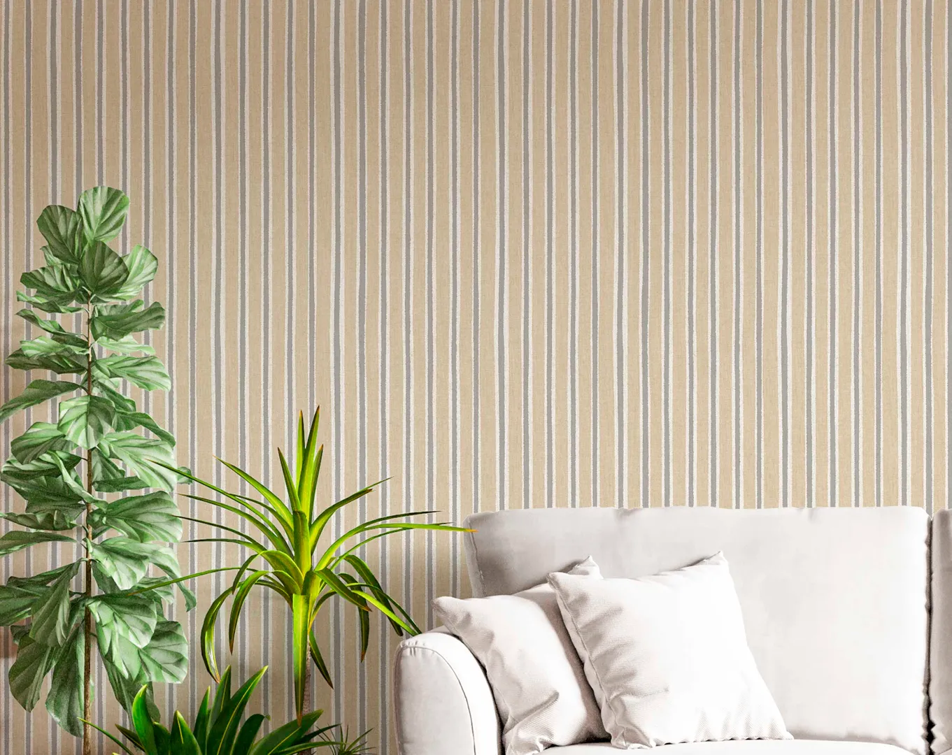 Floral fusion - Parato rigato in vari colori su trama effetto tessuto