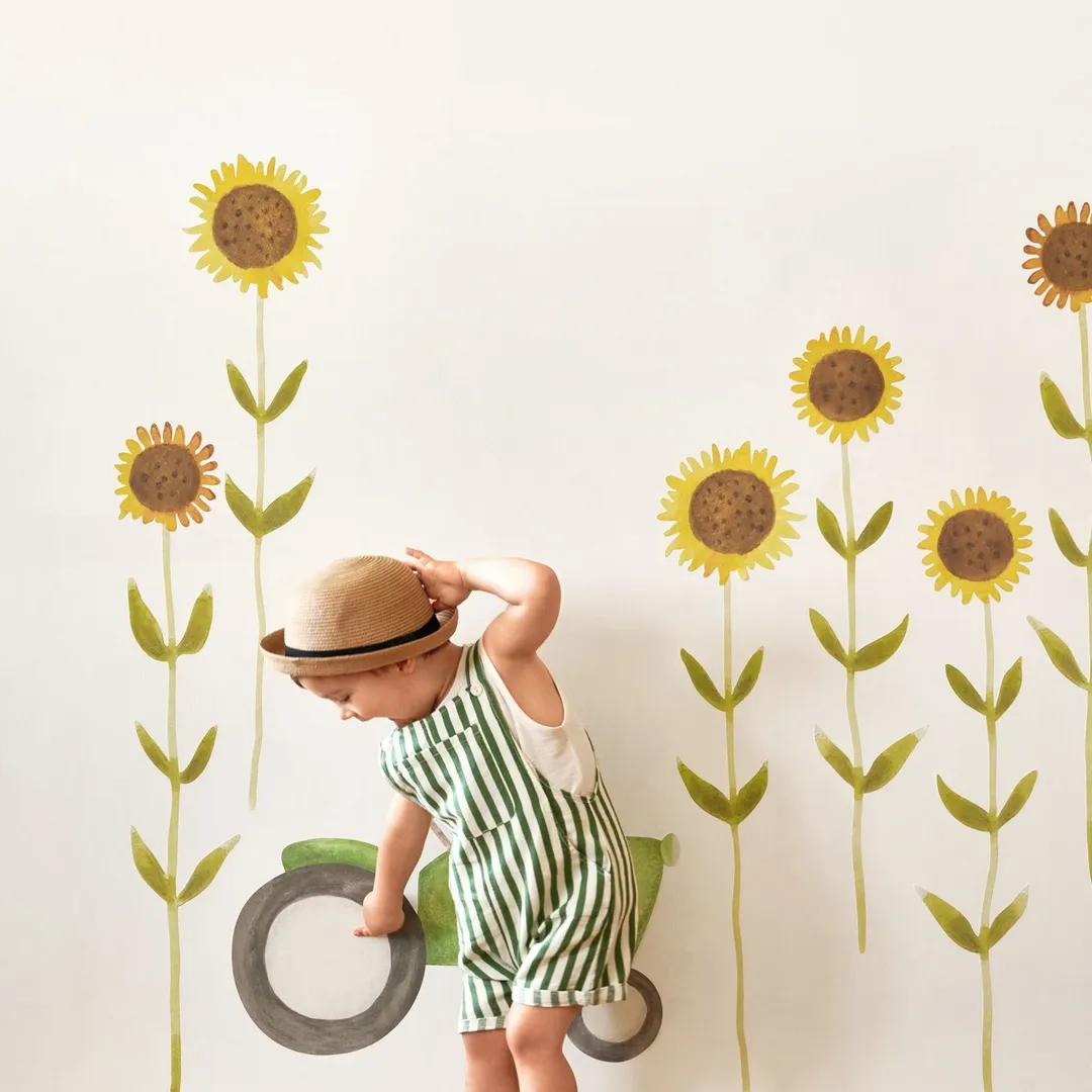 Once upon a time - Stickers adesivo con girasoli dimensione 97cm x 88cm