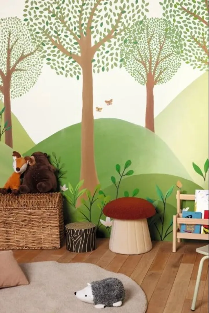 Les minis mondes - Carta da parati con stampa bosco ed animali