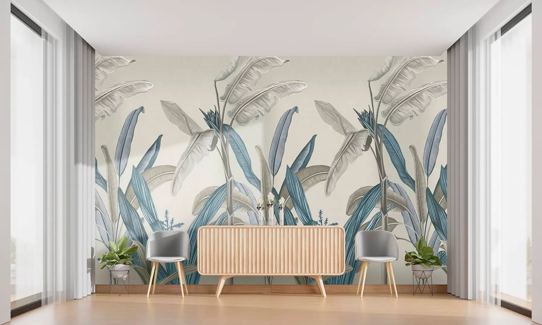 Wonderwall vol1 -  Pannello in carta da parato tropicale vari colori, dimensioni L188cm x H300cm ripetibile