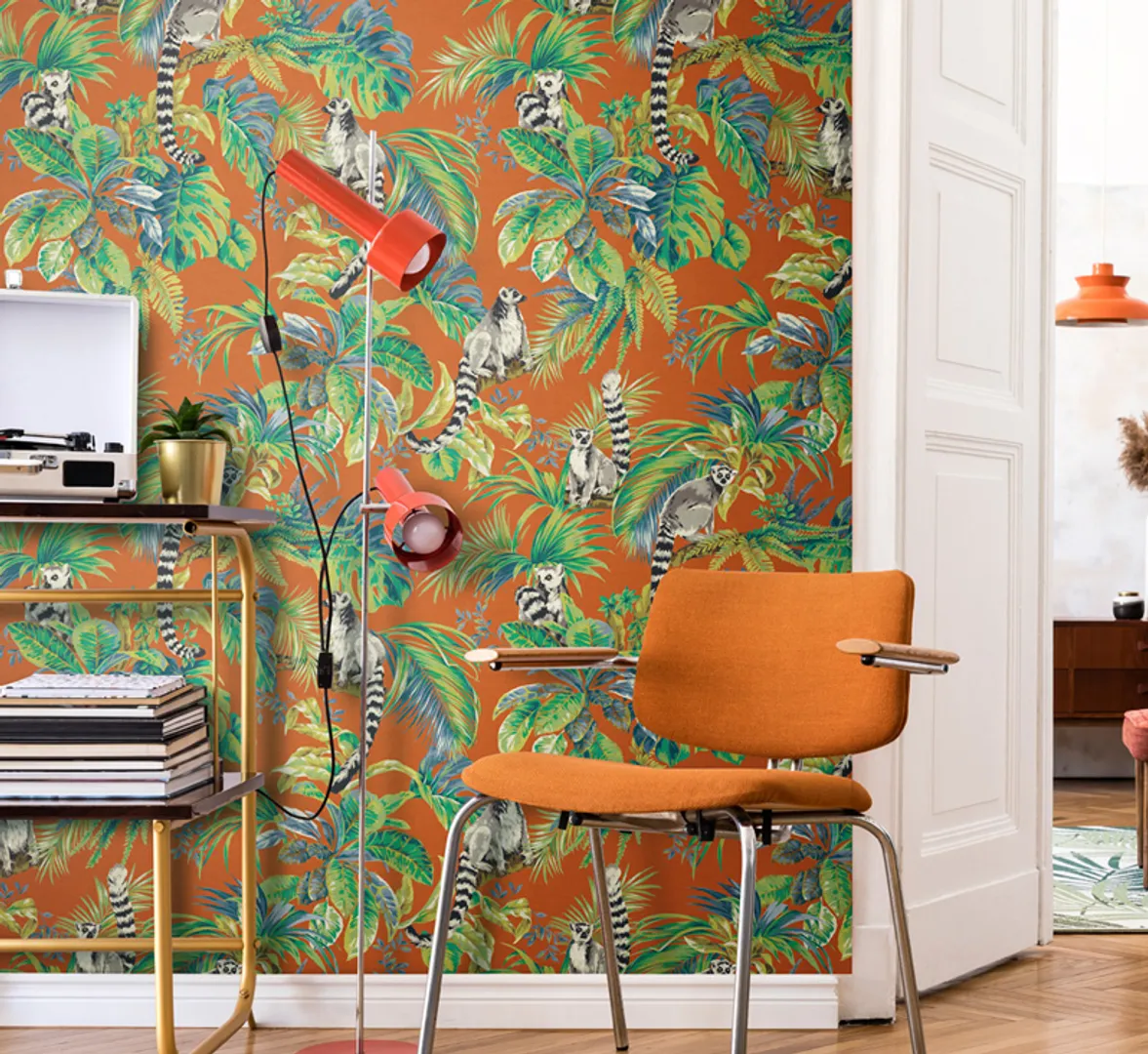 Lemuria - Parato tropicale in vari colori con trama effetto tessuto